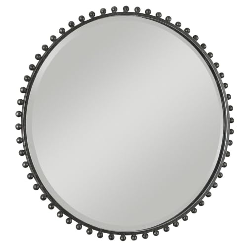 Uttermost Taza Distressed Black 32" Round Wall Mirror