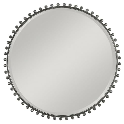 Uttermost Taza Distressed Black 32" Round Wall Mirror