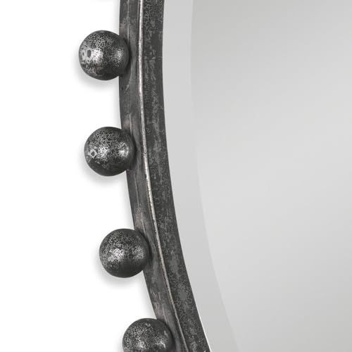 Uttermost Taza Distressed Black 32" Round Wall Mirror
