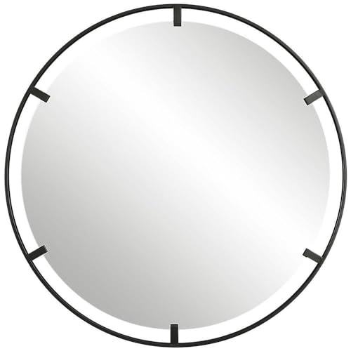 Uttermost Cashel Satin Black 34" Round Wall Mirror