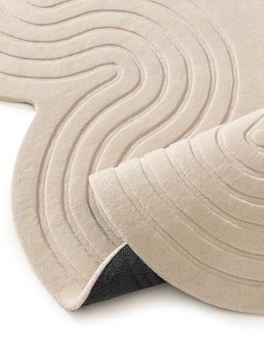 Sage Green Hand Tufted Wave Pattern Rug for Living Room