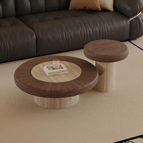 Round Nesting Coffee Table Set for Living Room Decor & Storage