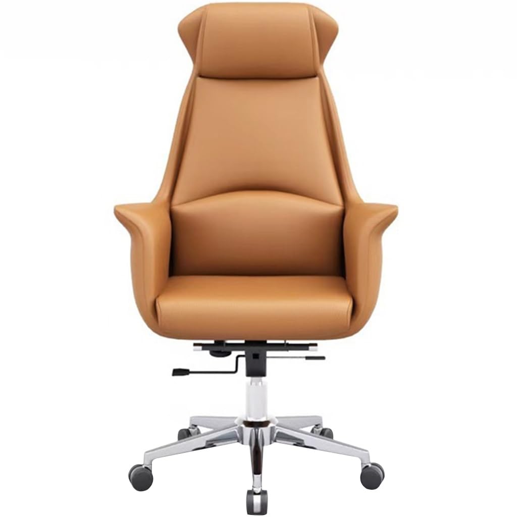 Cowhide Executive Office Chair with Lift and Rotation Function