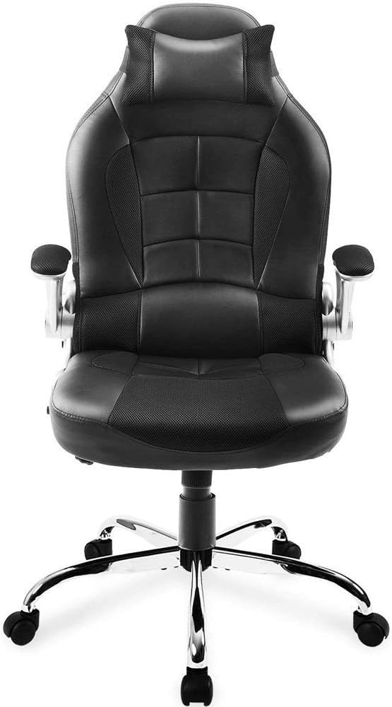 High Back Leather Office Chair with Reclining Function for Home Office