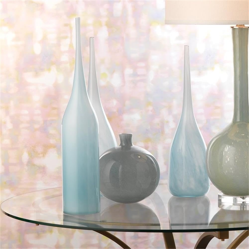 Set of 3 Blue Glass Decorative Vases for Home Decor