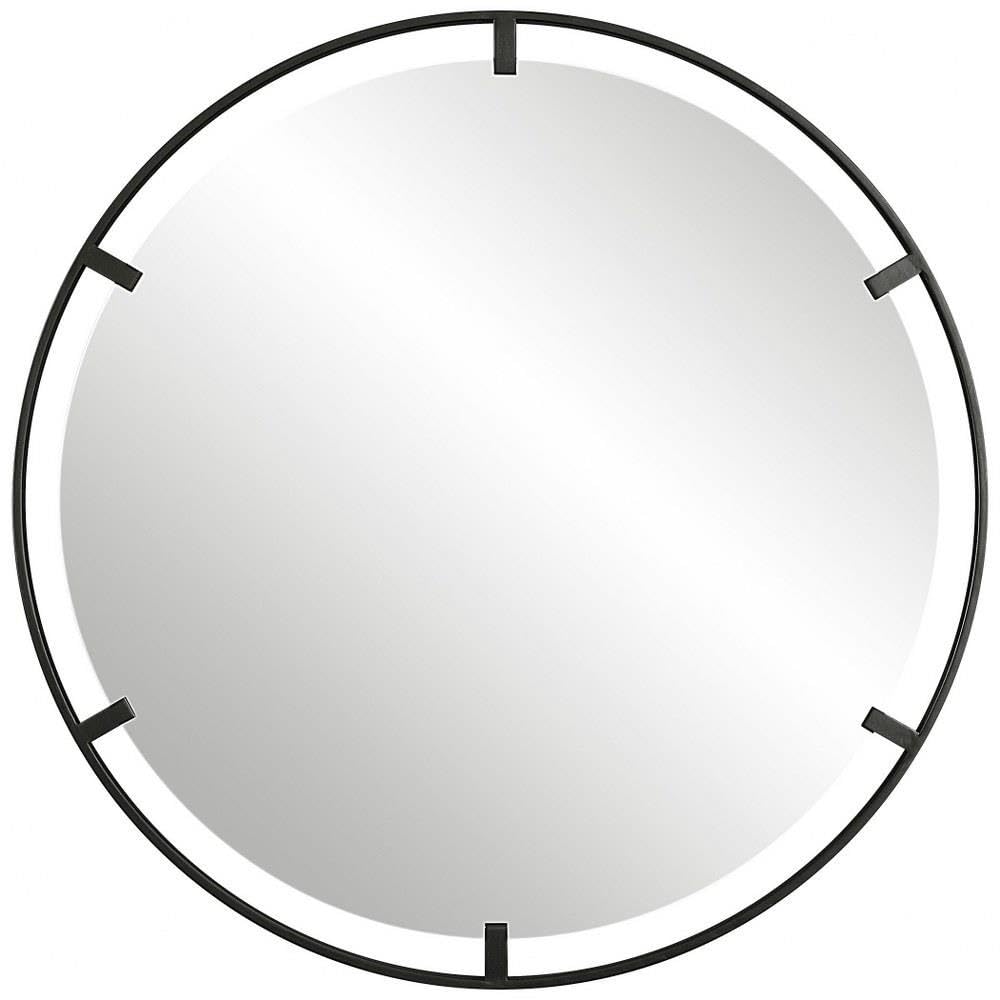 Uttermost Cashel Satin Black 34" Round Wall Mirror