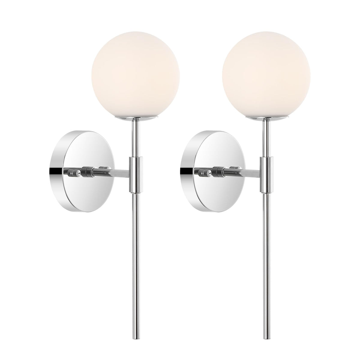 BYOLIIMA Gold Wall Sconce Set of 2 with White Globe Glass Shades