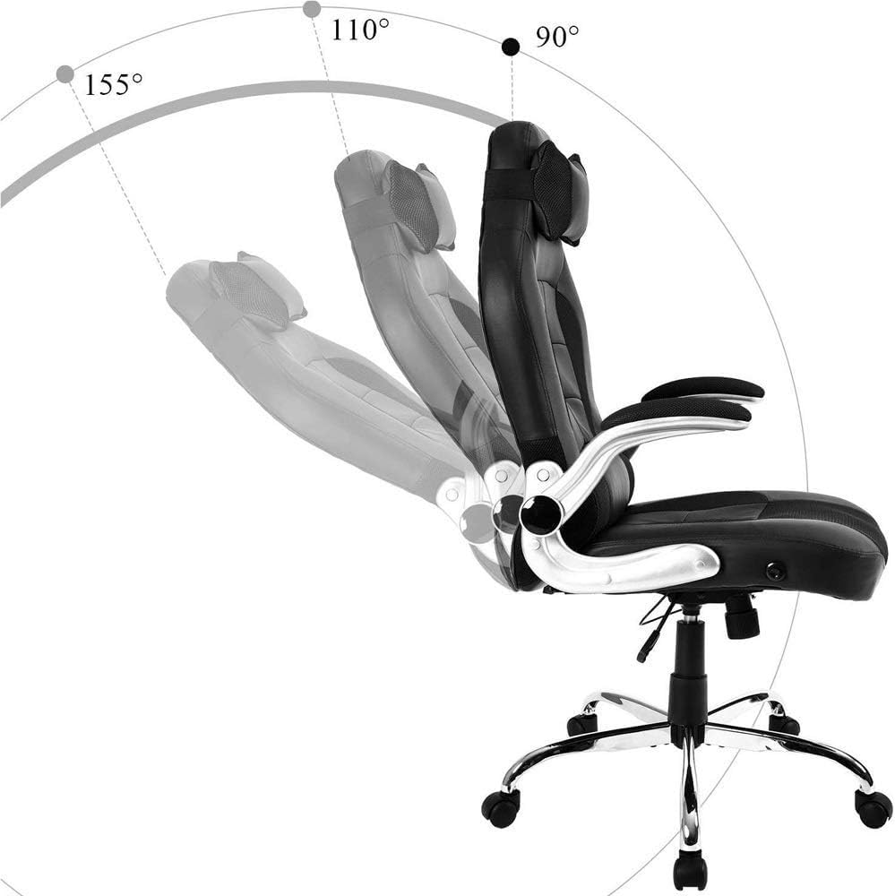 High Back Leather Office Chair with Reclining Function for Home Office