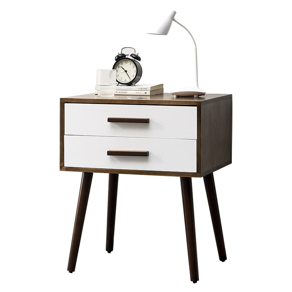 Modern Wooden Nightstand with 2 Drawers for Bedroom