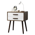 Modern Wooden Nightstand with 2 Drawers for Bedroom