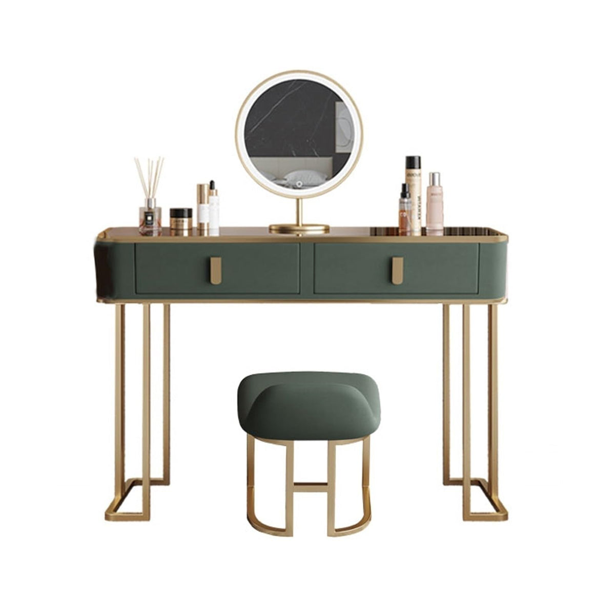 Modern Wooden Vanity Dresser with LED Mirror and Drawers for Bedroom