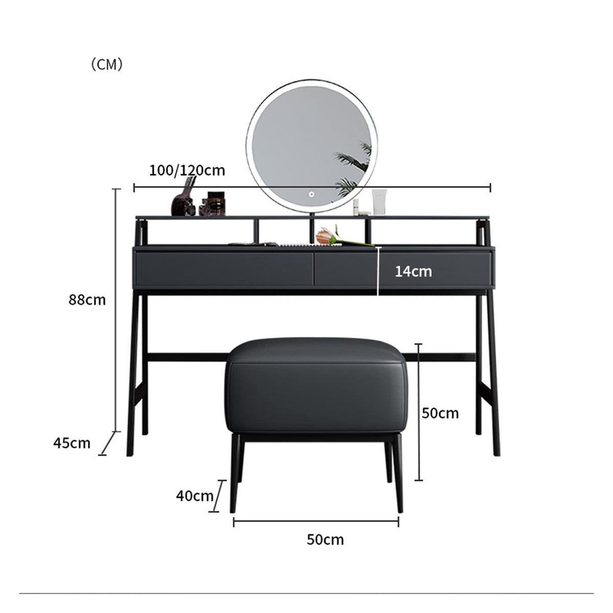 100cm Minimalist Makeup Vanity Dresser with Mirror and Drawers for Bedroom