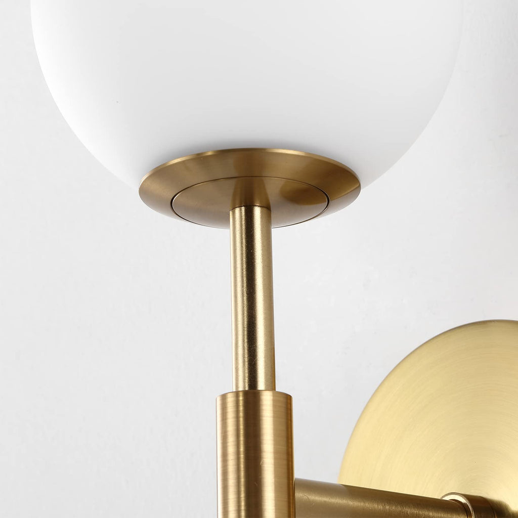 BYOLIIMA Gold Wall Sconce Set of 2 with White Globe Glass Shades