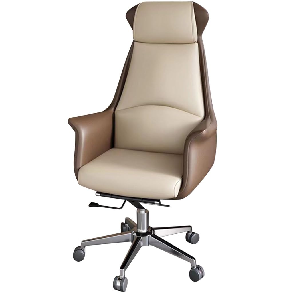 Cowhide Executive Office Chair with Lift and Rotation Function