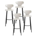 PU Leather Bar Stool with Low Back and Metal Legs for Kitchen Counter
