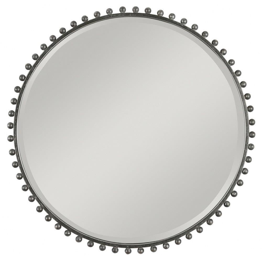 Uttermost Taza Distressed Black 32" Round Wall Mirror