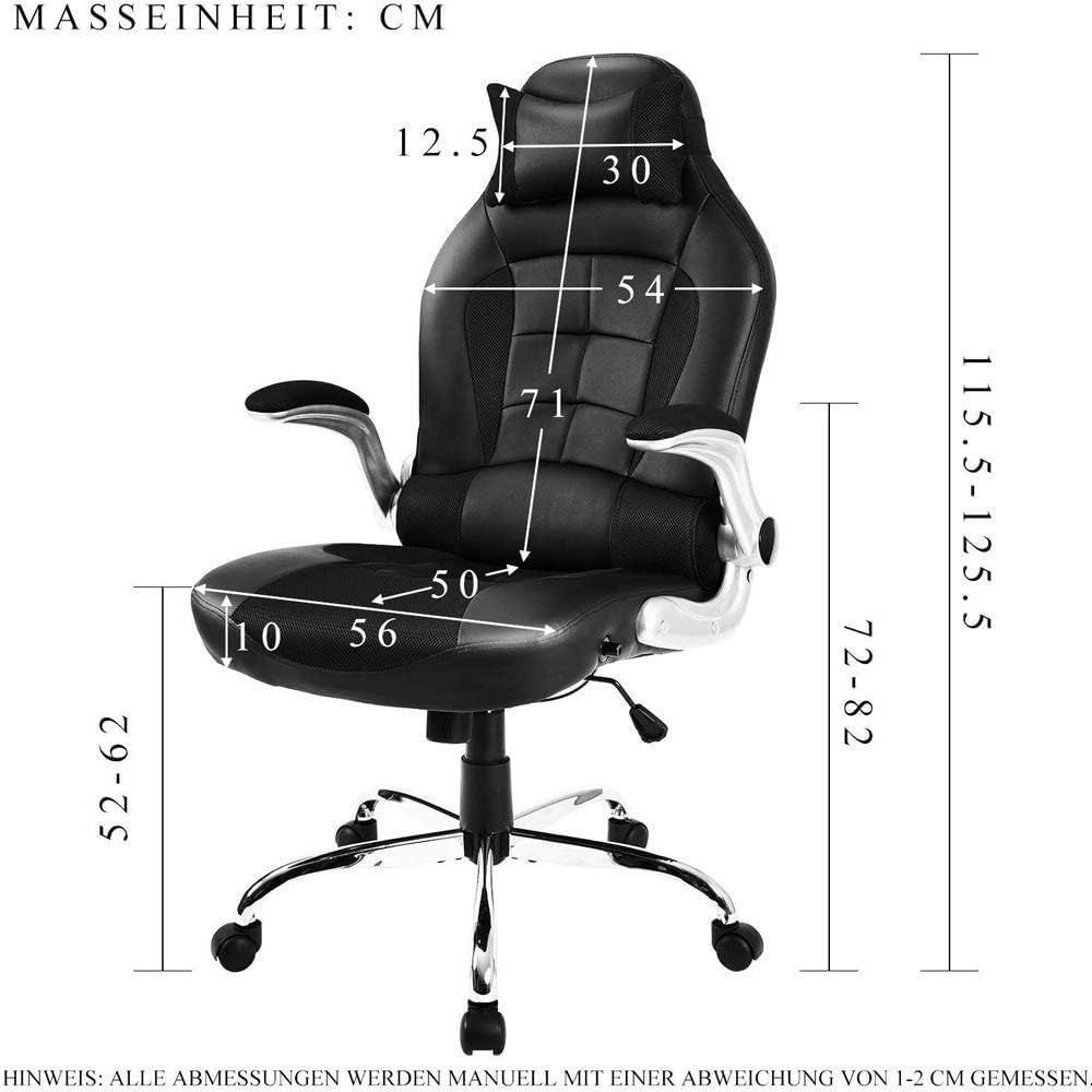 High Back Leather Office Chair with Reclining Function for Home Office