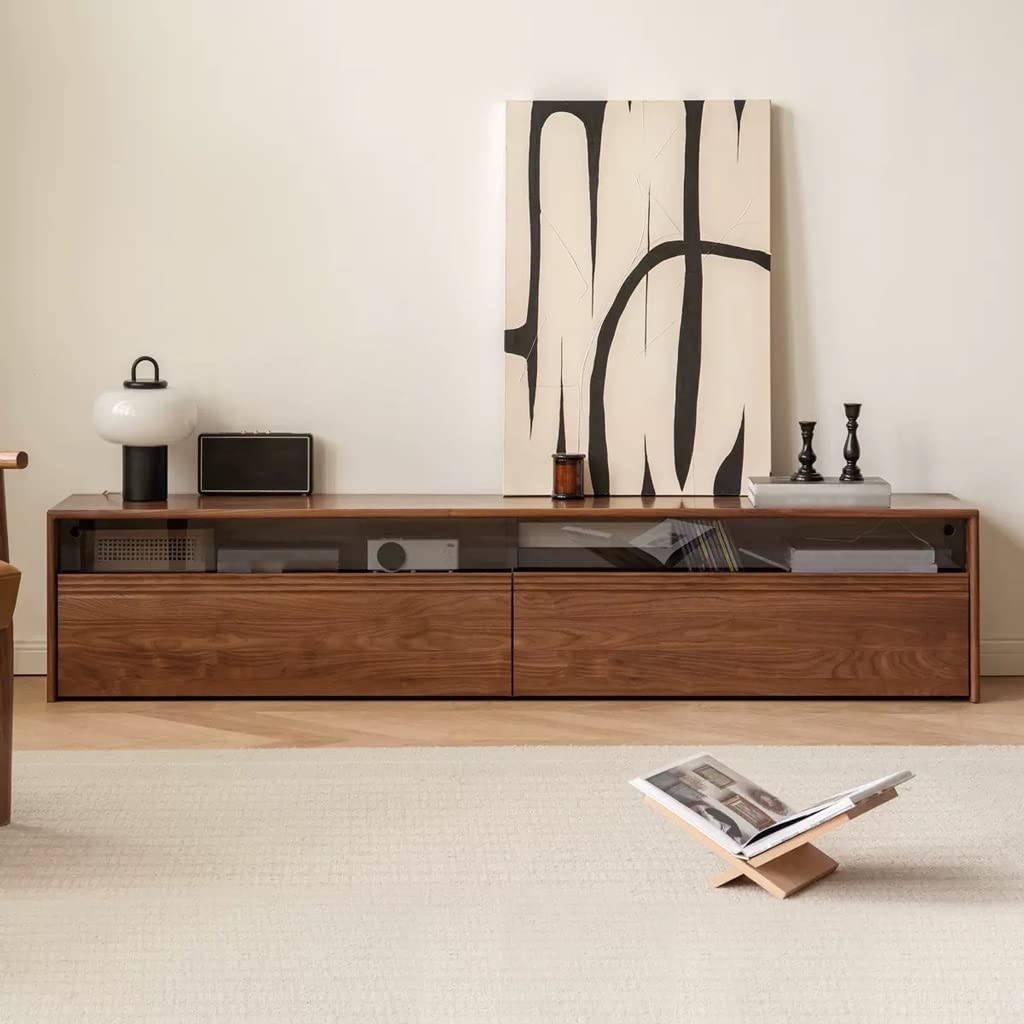 Modern TV Stand with Storage Drawers and Open Shelves for Living Room