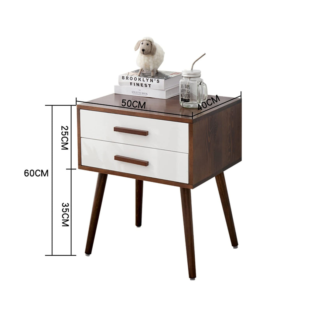 Modern Wooden Nightstand with 2 Drawers for Bedroom