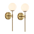 BYOLIIMA Gold Wall Sconce Set of 2 with White Globe Glass Shades