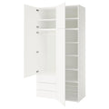White Wardrobe with 4 Doors and 3 Drawers 120x57x241cm