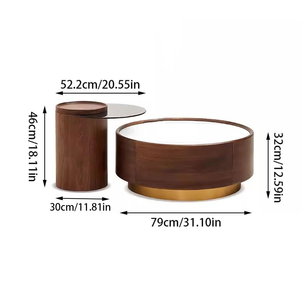 Solid Wood Round Coffee Table for Living Room & Home Decor