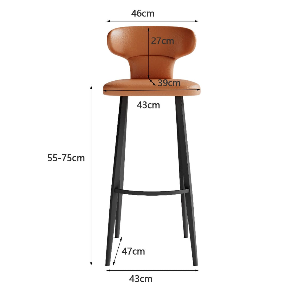 PU Leather Bar Stool with Metal Legs for Kitchen and Cafe