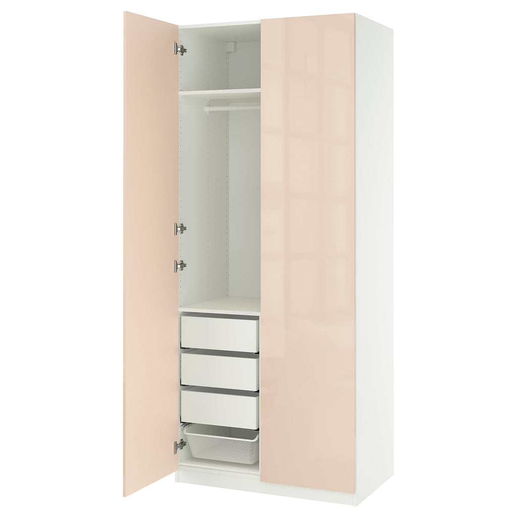 White High Gloss Wardrobe with Storage Combination 100x60x236cm