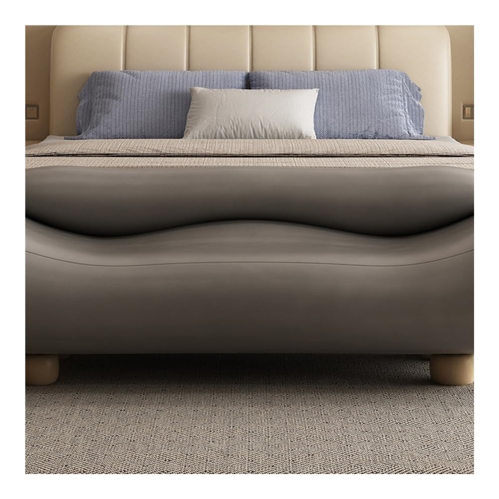 Wavy Storage Ottoman Bench with Backrest for Bedroom and Living Room