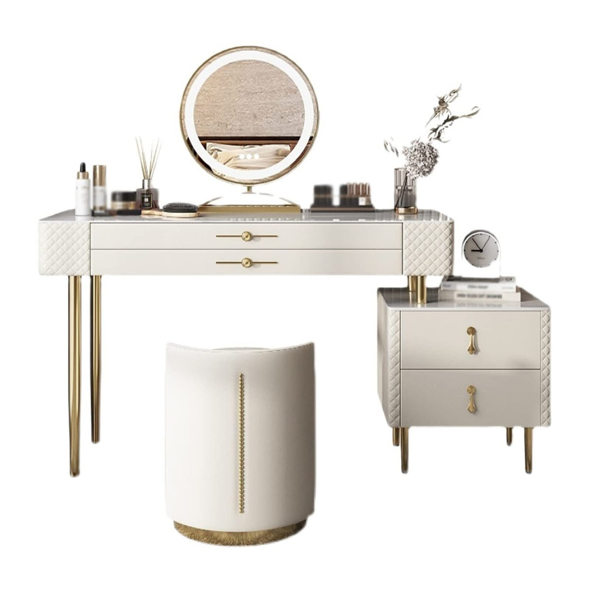 100cm Makeup Vanity Dresser with LED Mirror and Storage Drawers for Bedroom