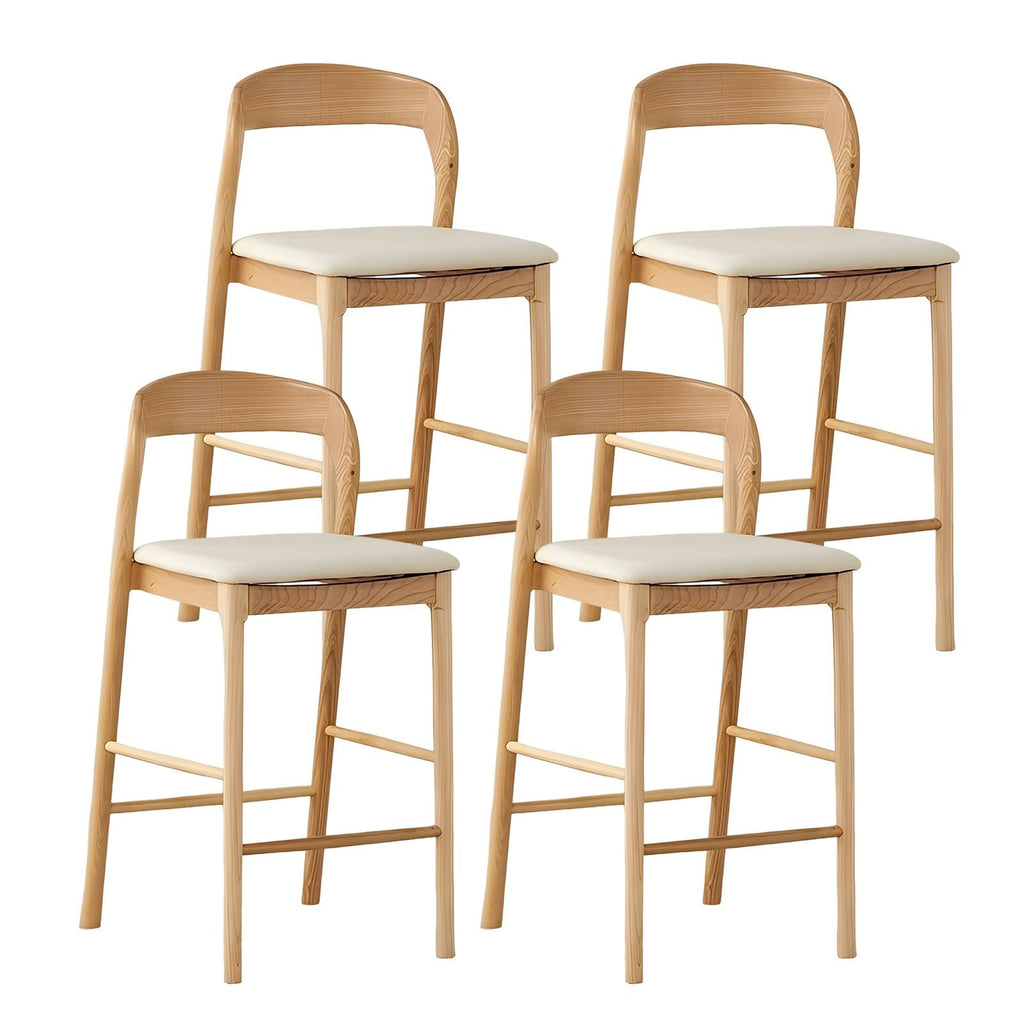 Mid Century Wood Bar Stool with Cushion Seat for Kitchen Counter