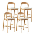 Mid Century Wood Bar Stool with Cushion Seat for Kitchen Counter
