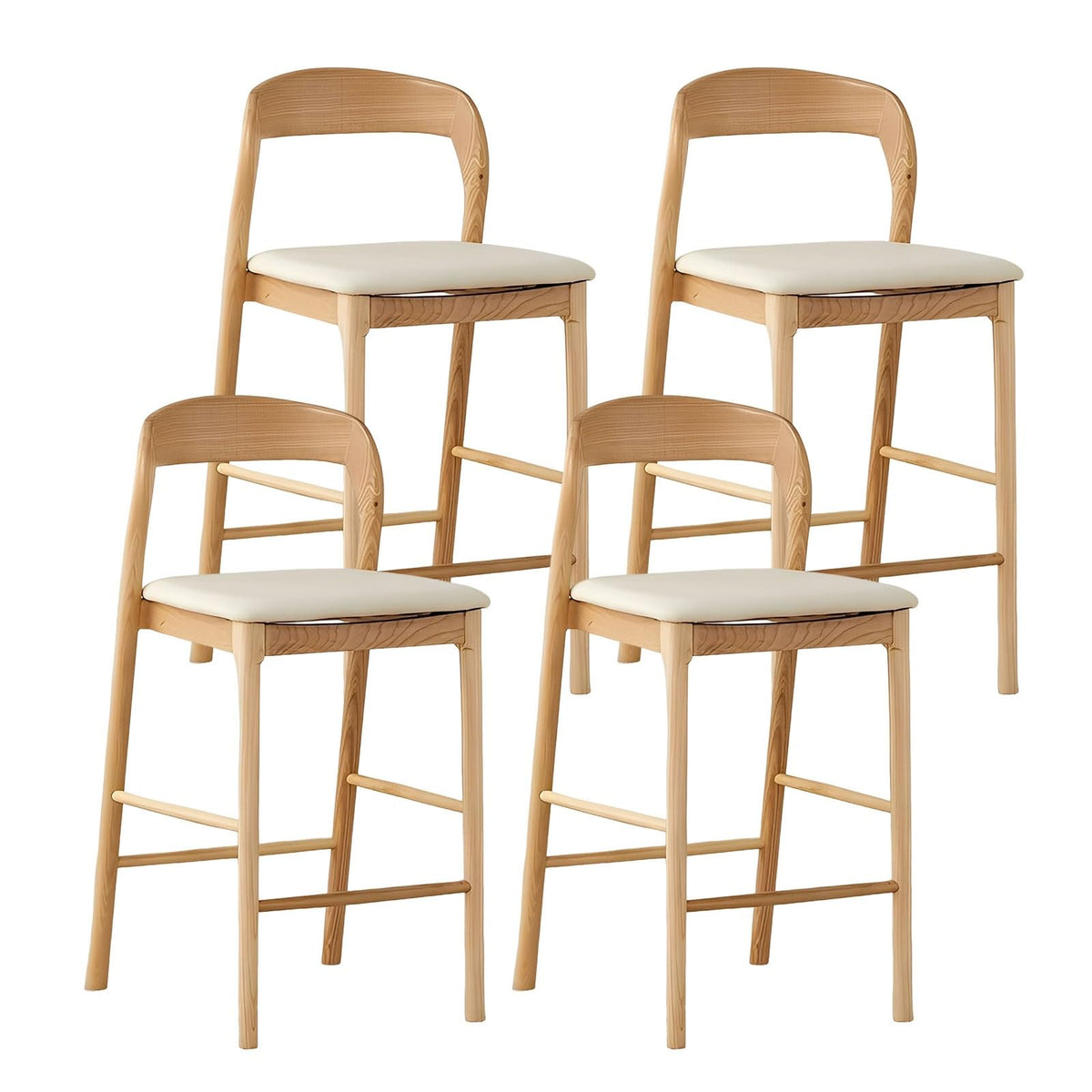Mid Century Wood Bar Stool with Cushion Seat for Kitchen Counter
