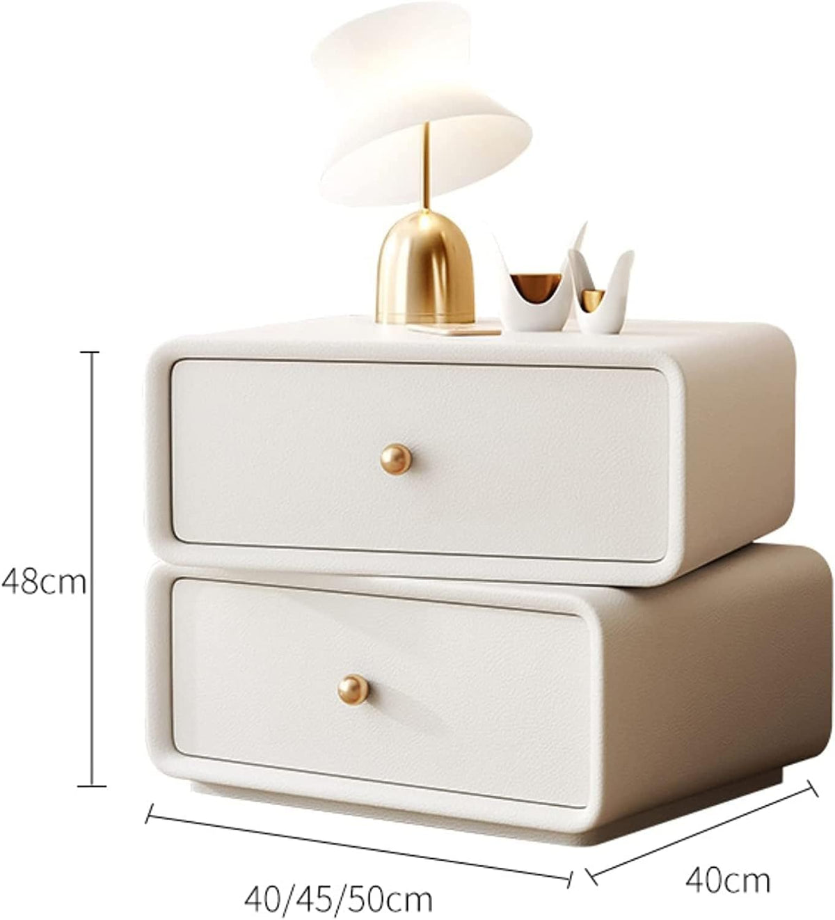 Modern Rotatable Nightstand with 2 Drawers for Bedroom Storage