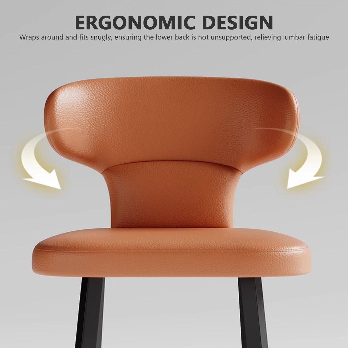 PU Leather Bar Stool with Low Back and Metal Legs for Kitchen Counter
