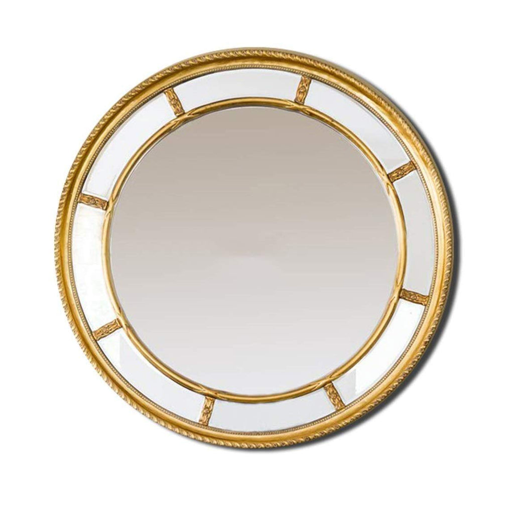 Round Gold Metal Lattice Wall Mirror for Bedroom and Home Decor