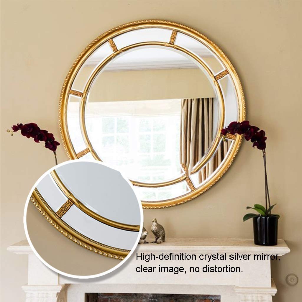 Round Gold Metal Lattice Wall Mirror for Bedroom and Home Decor