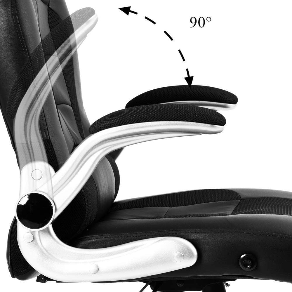 High Back Leather Office Chair with Reclining Function for Home Office