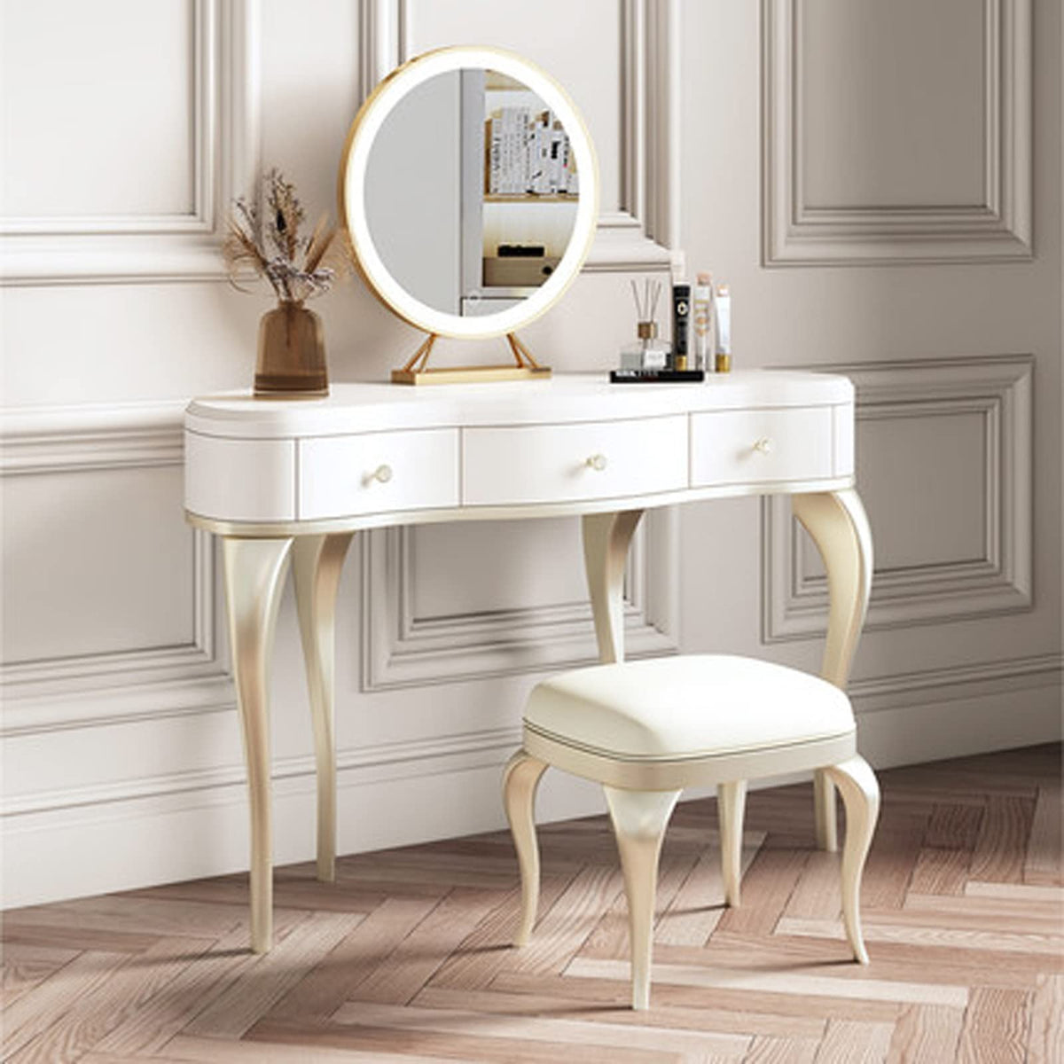 Wooden Makeup Vanity Dresser with Storage Drawers for Bedroom
