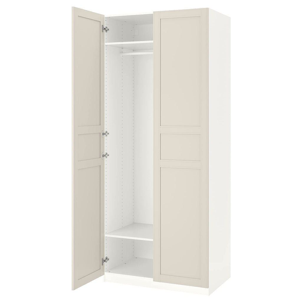 ProTuning PAX wardrobe, 100x60x236 cm, white/Flisberget light beige