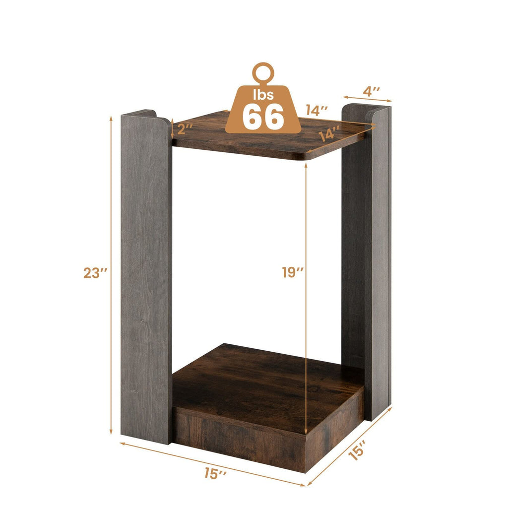 2 Tier Sofa Side Table with Storage Shelf for Small Spaces
