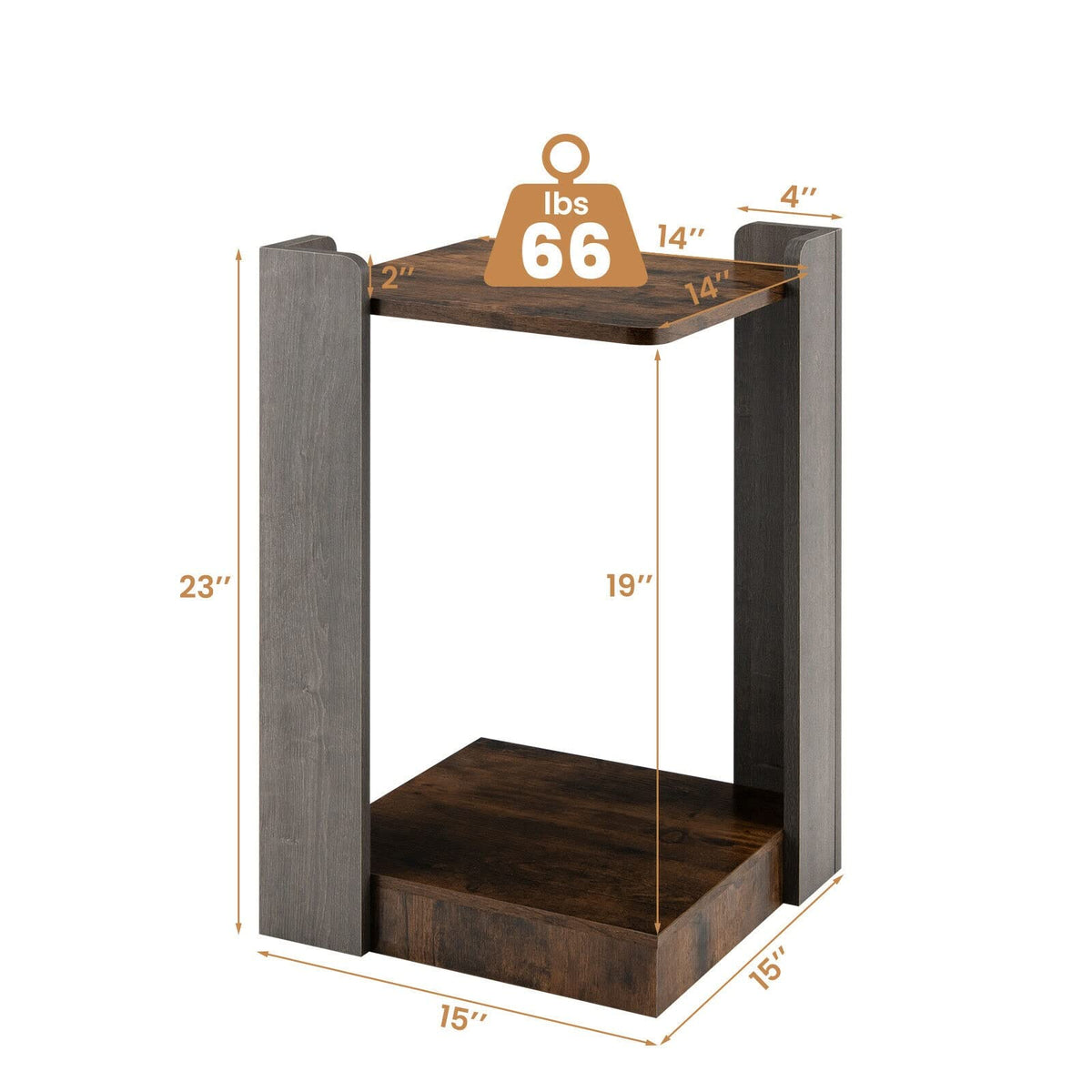 2 Tier Sofa Side Table with Storage Shelf for Small Spaces