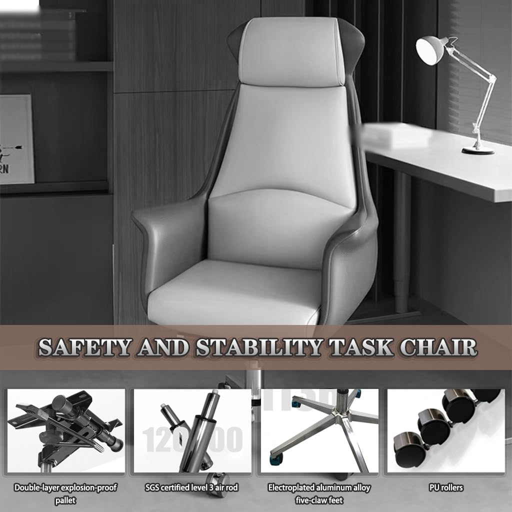 Cowhide Executive Office Chair with Lift and Rotation Function