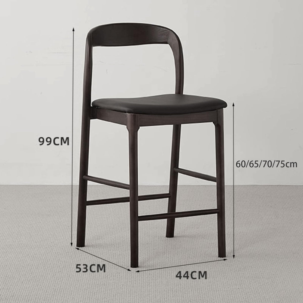 Mid Century Wood Bar Stool with Cushion Seat for Kitchen Counter