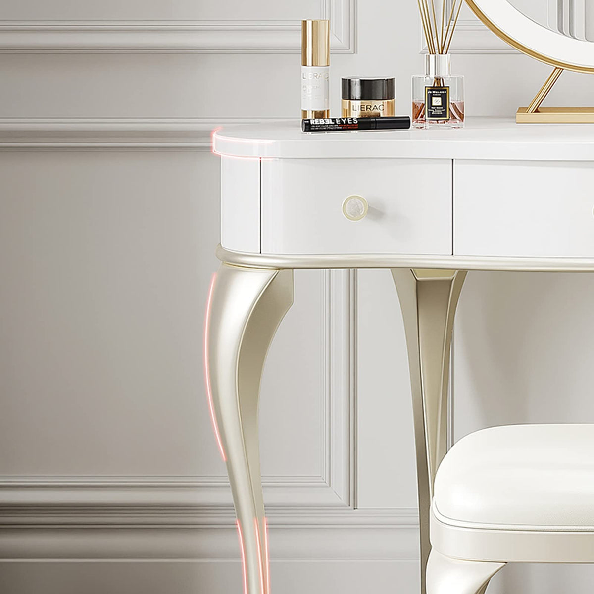 Wooden Makeup Vanity Dresser with Storage Drawers for Bedroom