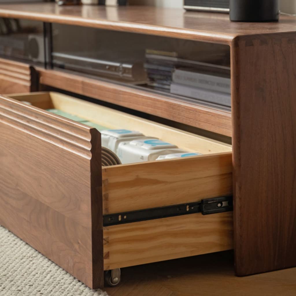 Modern TV Stand with Storage Drawers and Open Shelves for Living Room