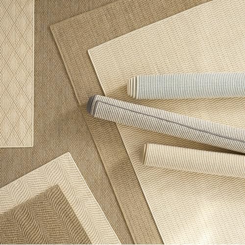 Tan Geometric Woven Wool Rug 9.5x13.5 Feet for Home Decor