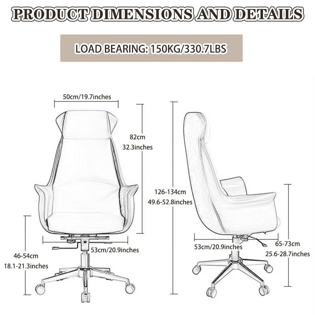 Cowhide Executive Office Chair with Lift and Rotation Function