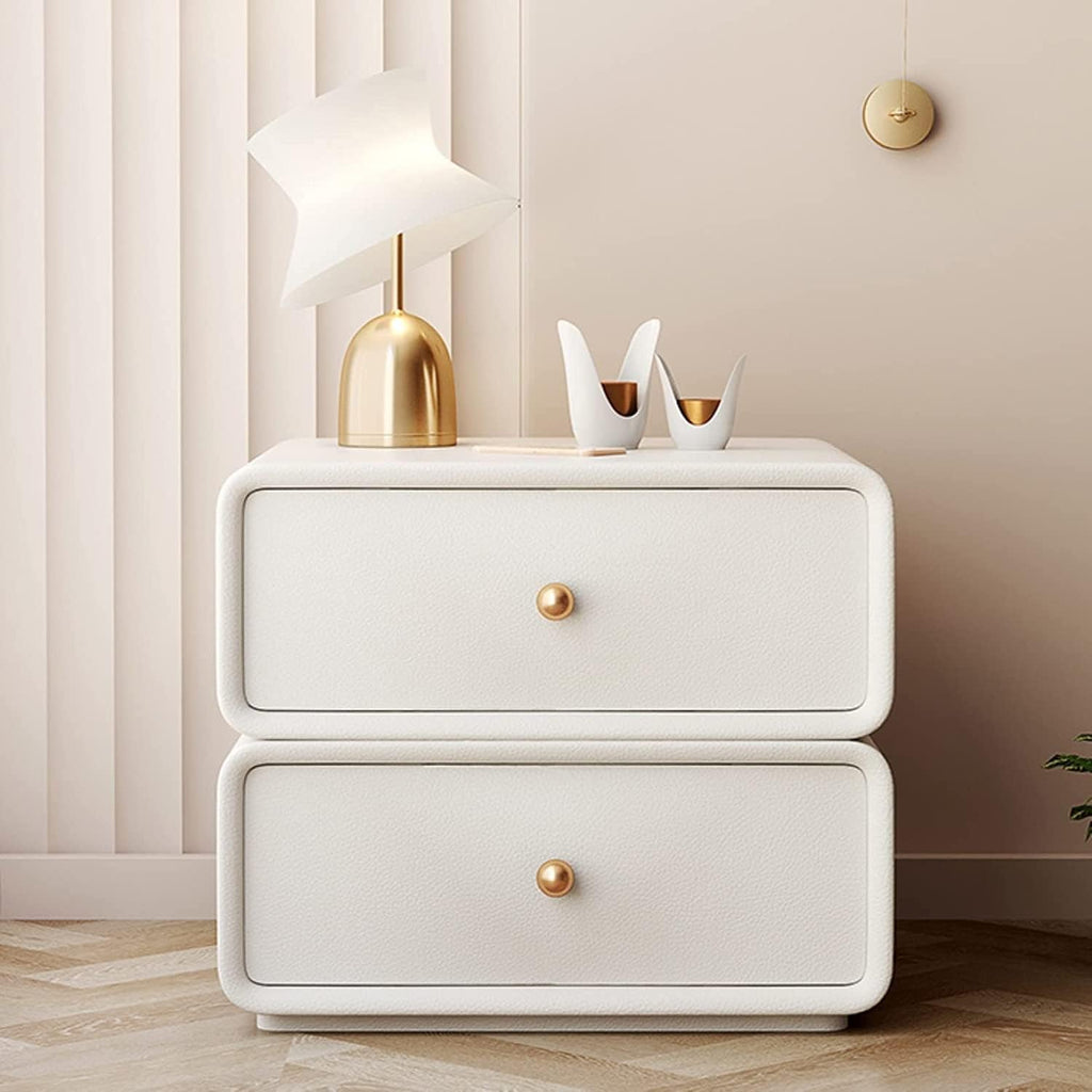 Modern Rotatable Nightstand with 2 Drawers for Bedroom Storage
