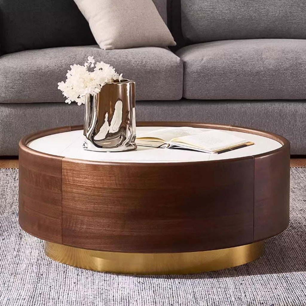 Solid Wood Round Coffee Table for Living Room & Home Decor